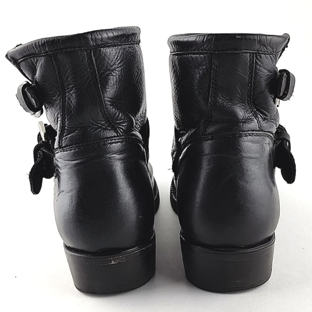 ASH Women's Trick Black Leather Biker Double Strap Buckle Ankle Boot 37 - Picture 6 of 16